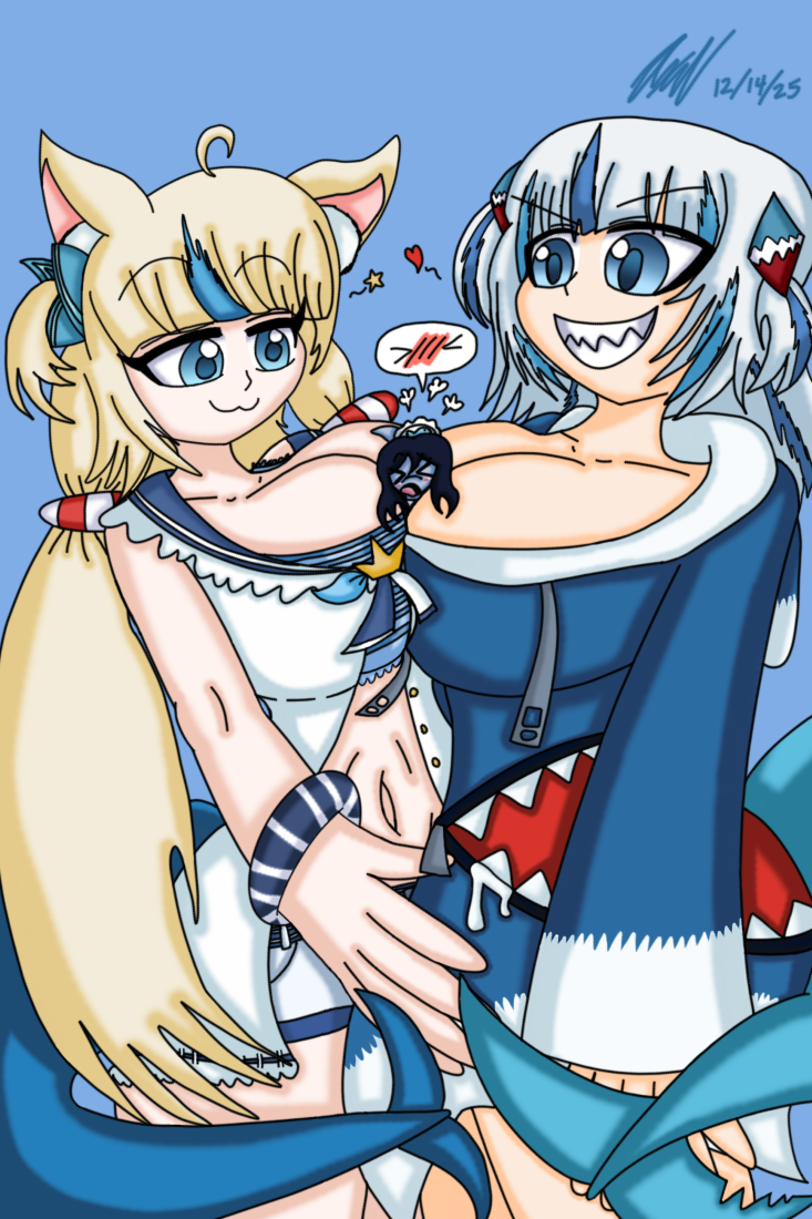 Alluria between Saba's and Gura's bosoms.png